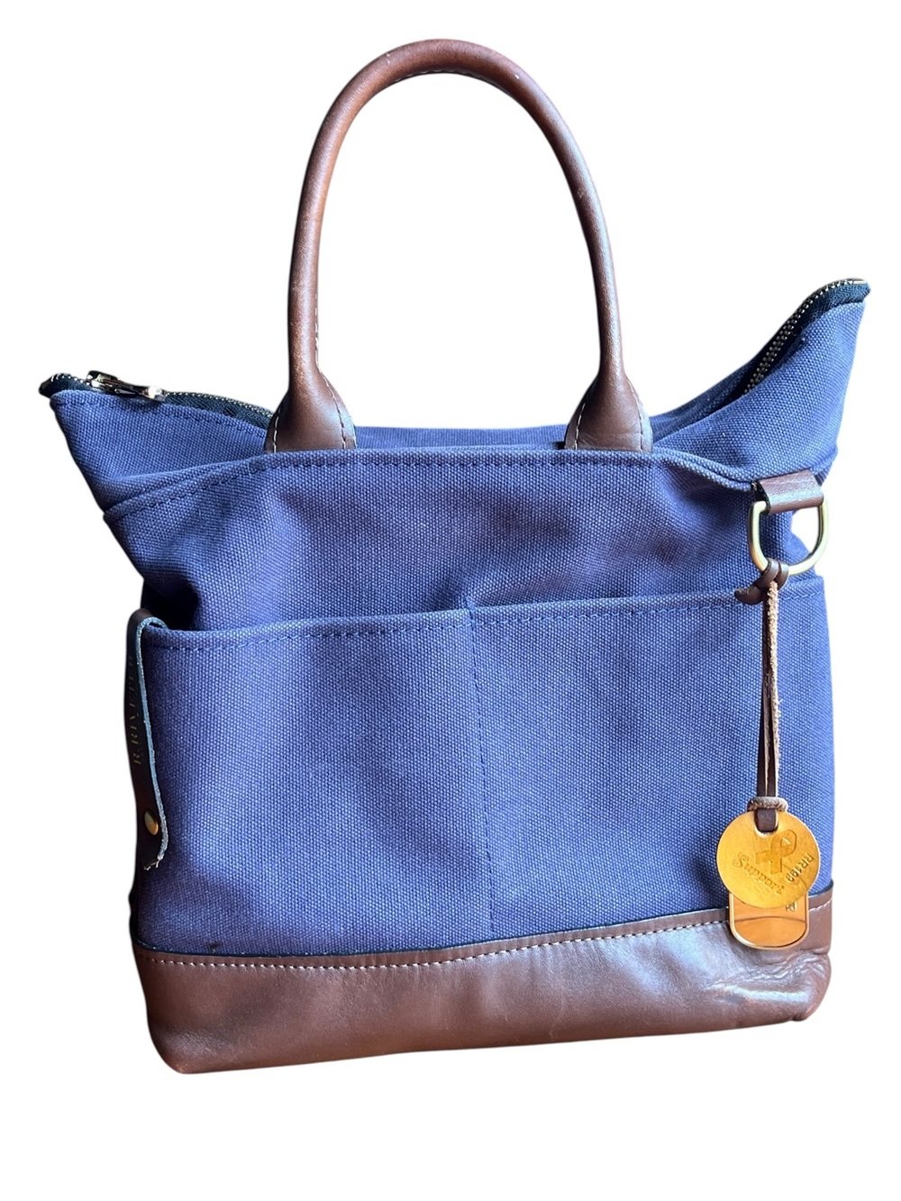 R. Riveter American Made by Military Spouses Navy Blue Canvas Leather Handbag